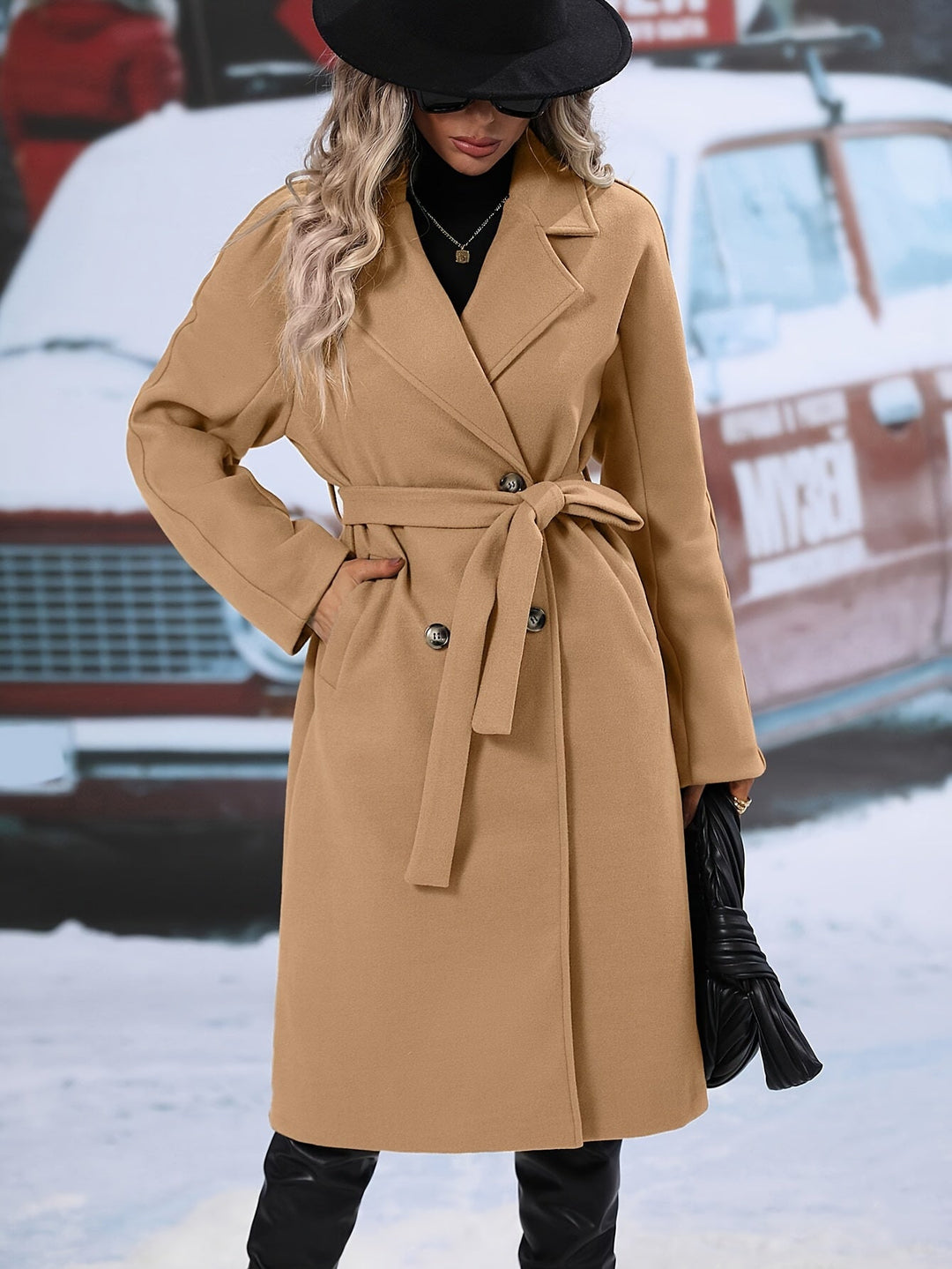 Eleganter Trenchcoat mit Gürtel und einfarbigen Taschen für Damen | Ideal für jede Jahreszeit