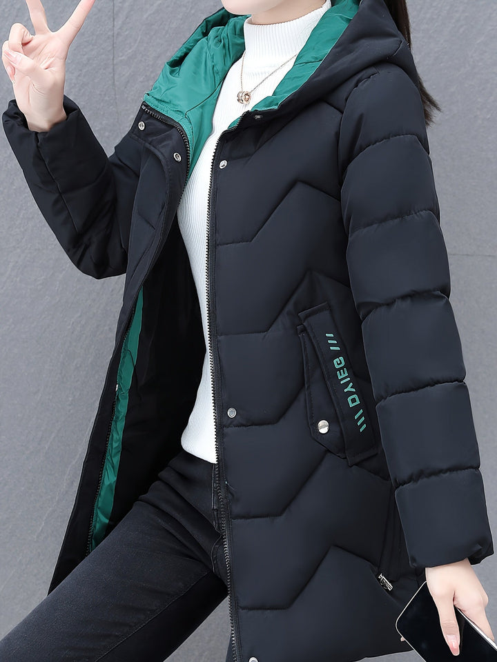 Stilvolle Warme Lange Puffer Winterjacke mit Kapuze für Frauen | Ideal für Winter