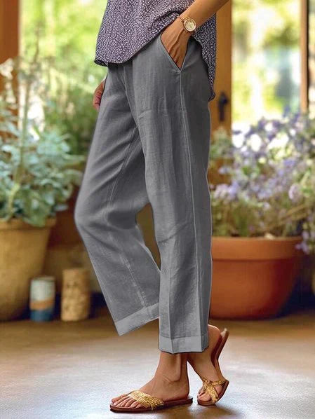 Taryn - Pantalon - Classique - Lin, Design Polyvalent - Adapté au Quotidien pour Femmes