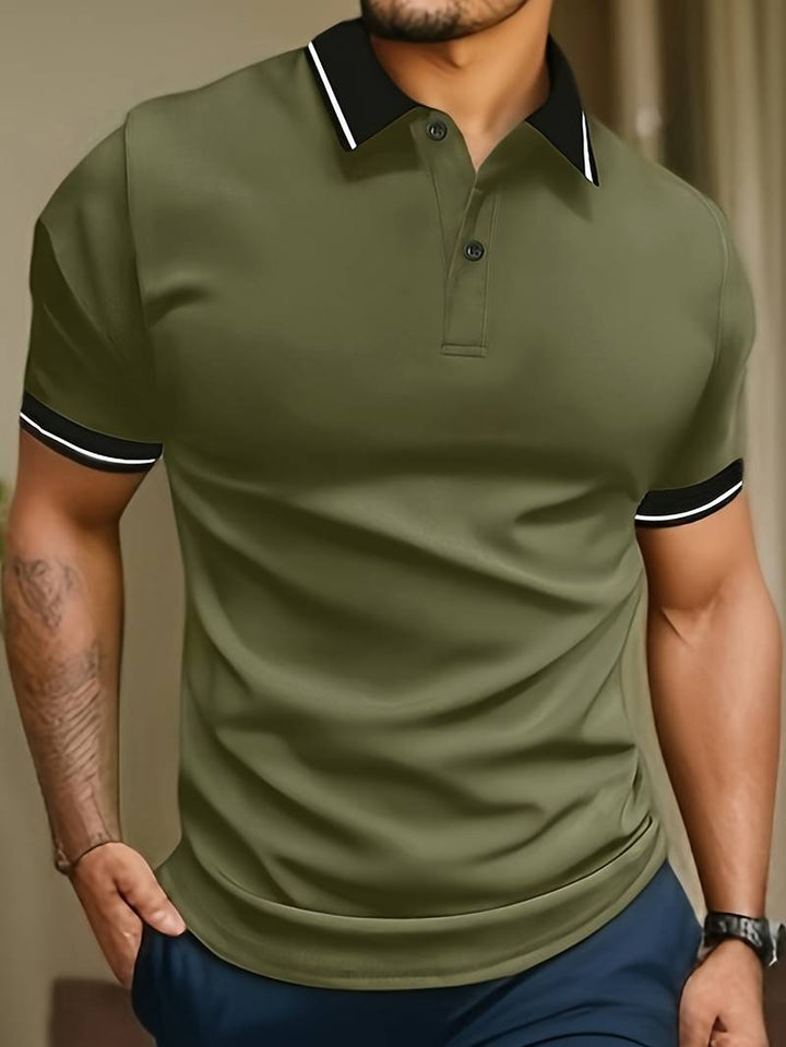 Caleb – camicia a maniche corte a blocchi di colore alla moda con chiusura a bottoni e rever