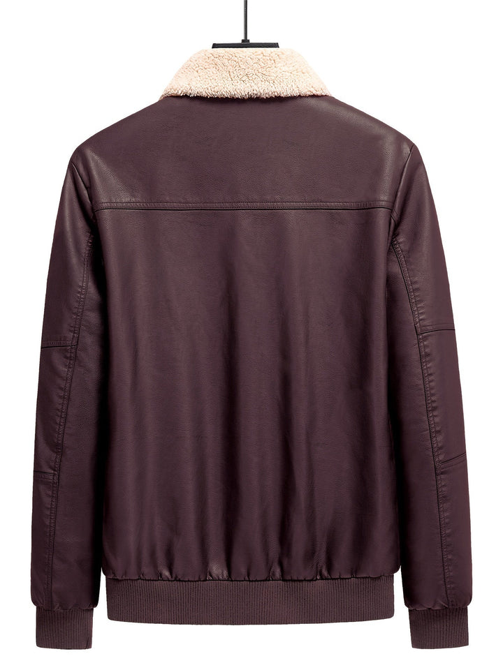 Veste d'hiver chaude en polaire et cuir PU pour hommes | Parfaite pour les activités de plein air