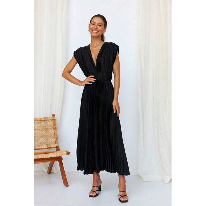Robe Midi Élégante - Sans Manches - Décolleté V