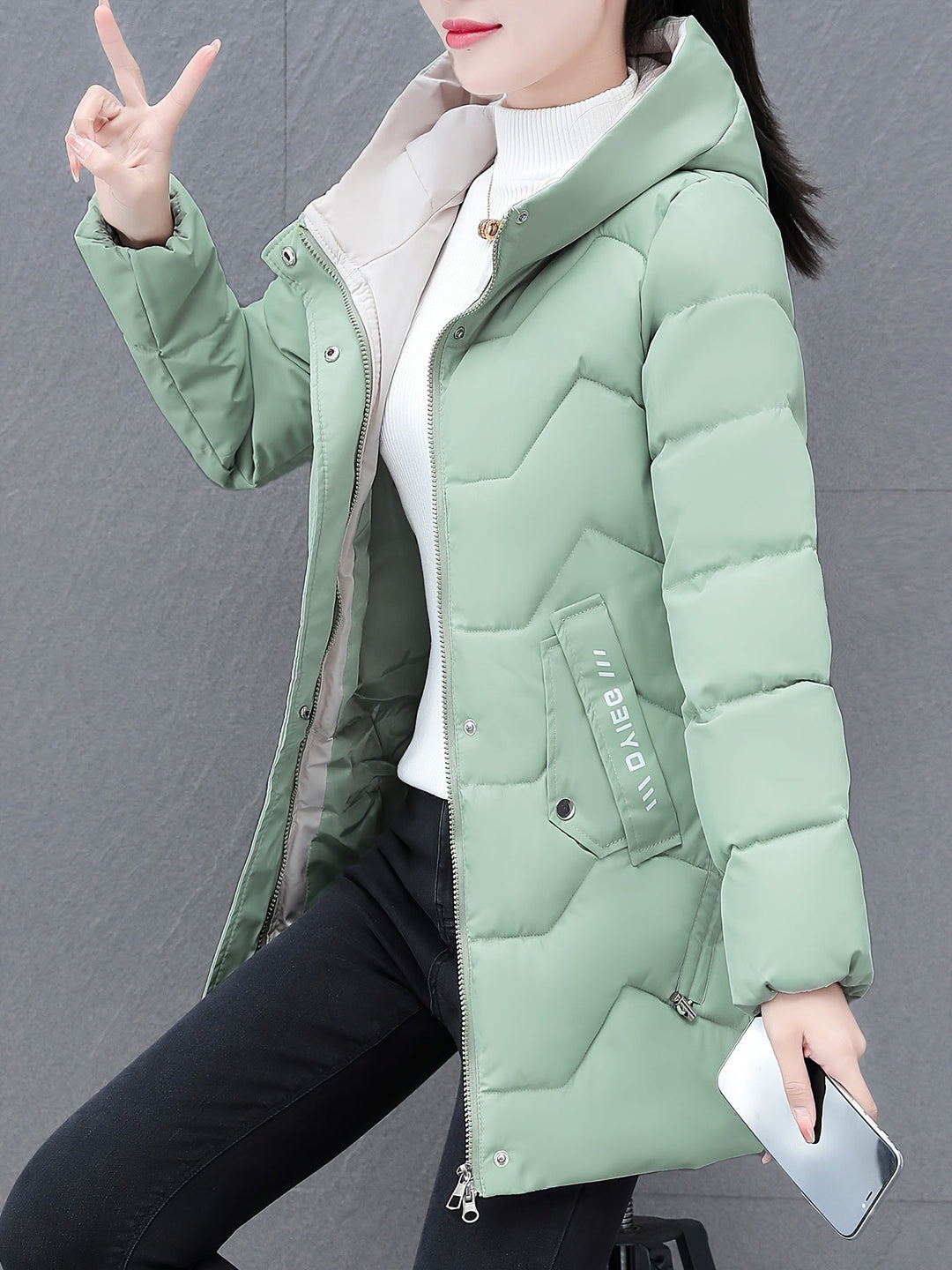 Stilvolle Warme Lange Puffer Winterjacke mit Kapuze für Frauen | Ideal für Winter