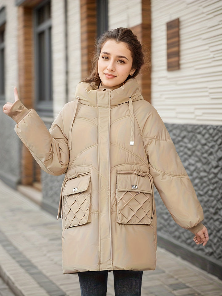 Giacca invernale imbottita di media lunghezza alla moda per donna | Perfetta per attività all'aperto