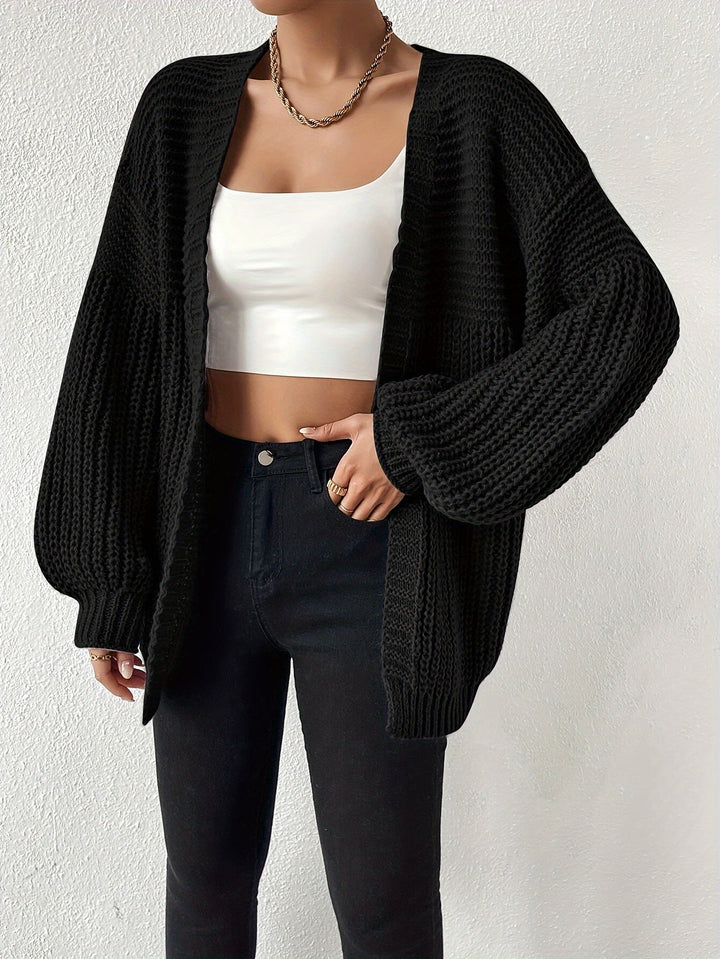 Lässiger gemütlicher grob gestrickter Drop-Shoulder Strickcardigan für Damen | Perfekt für Gemütliche Tage