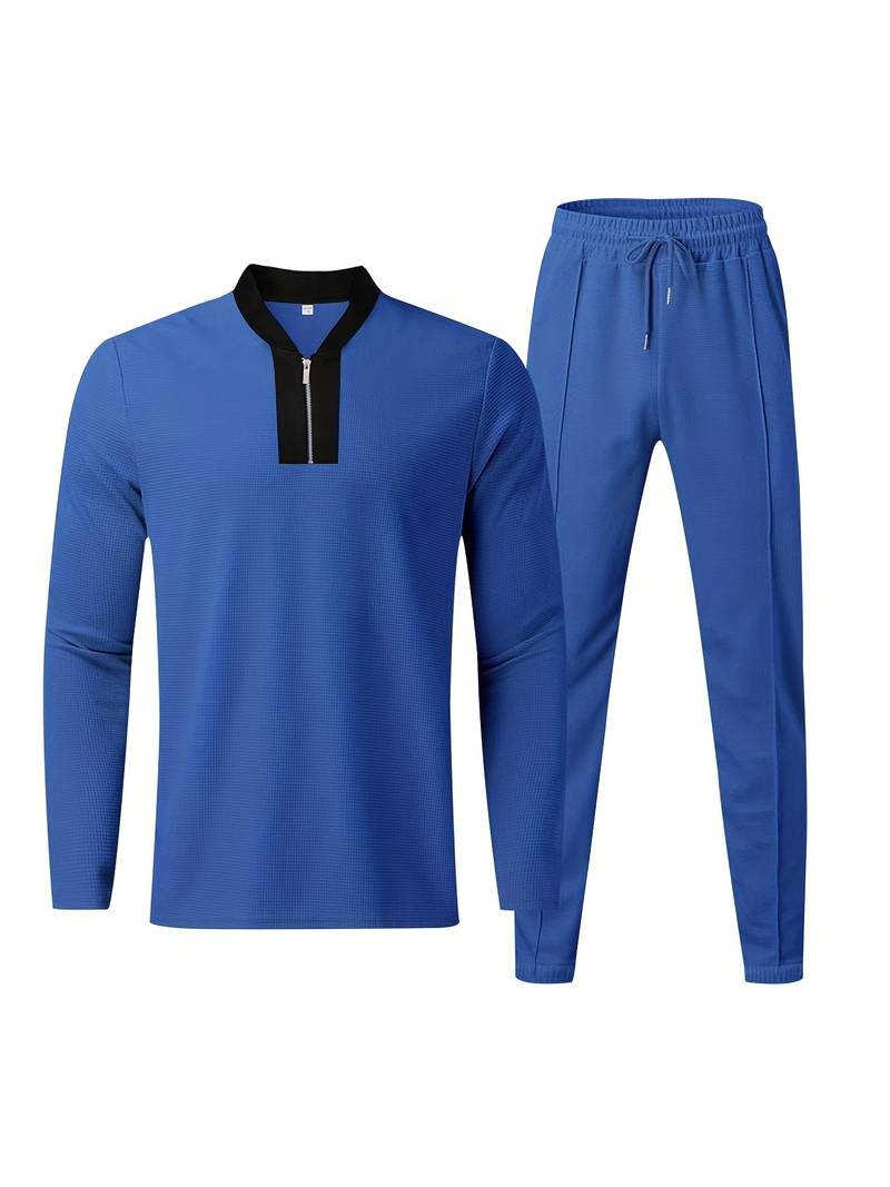 Ensemble pour homme en deux pièces – Ensemble de loisirs et survêtement d'entraînement à col montant à la mode