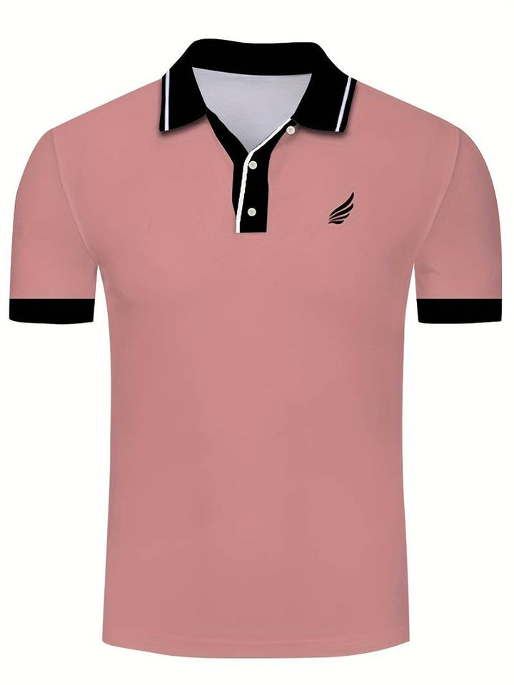 Polo homme avec col contrasté et broderie logo – Polo manches courtes pour loisirs, business casual et tenues d'été