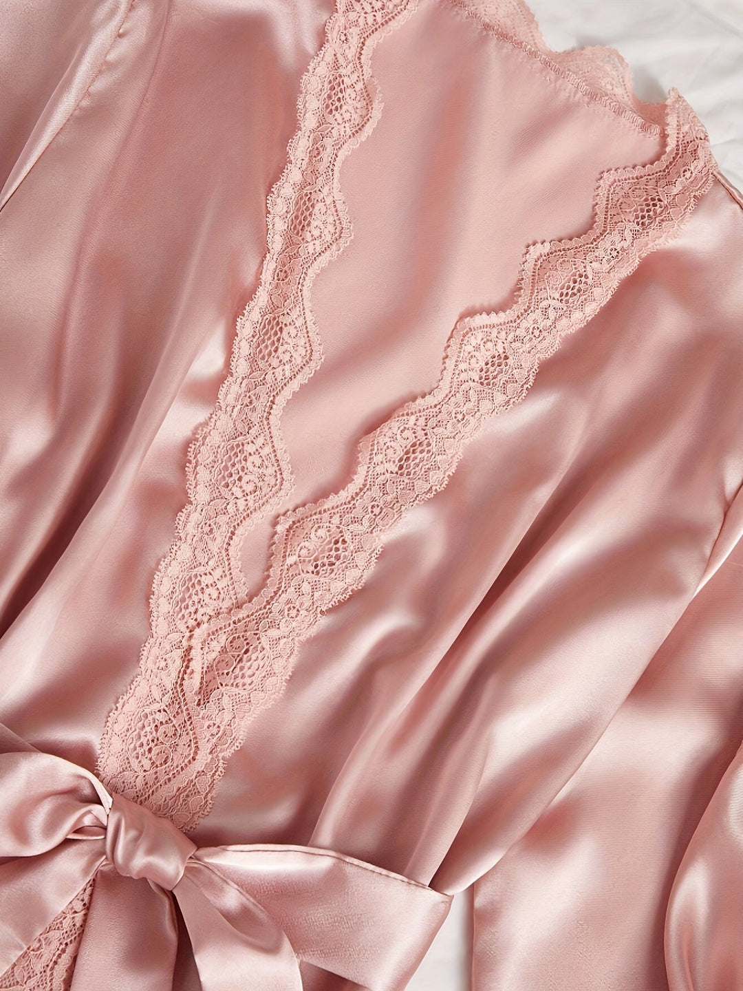 Elegantes Satin 4-teiliges Pyjama-Set Mit Spitzenbesatz Für Damen | Perfekt für jeden Tag