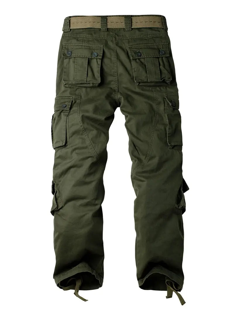 Pantalon cargo homme avec ceinture – Pantalon de loisirs multifonction avec poches et cordon de serrage pour extérieur, travail et quotidien
