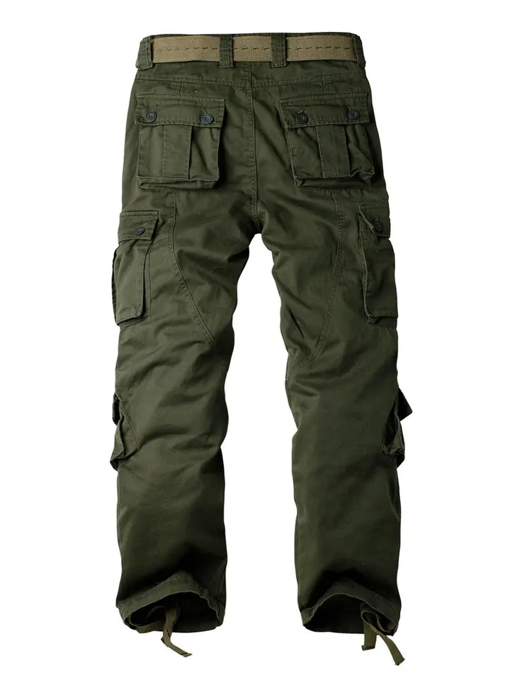 Pantalon cargo homme avec ceinture – Pantalon de loisirs multifonction avec poches et cordon de serrage pour extérieur, travail et quotidien