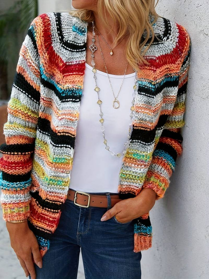 Joy - elegant multicolored knit cardigan