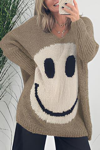 Shang - Pull à manches longues élégant avec smiley pour femmes