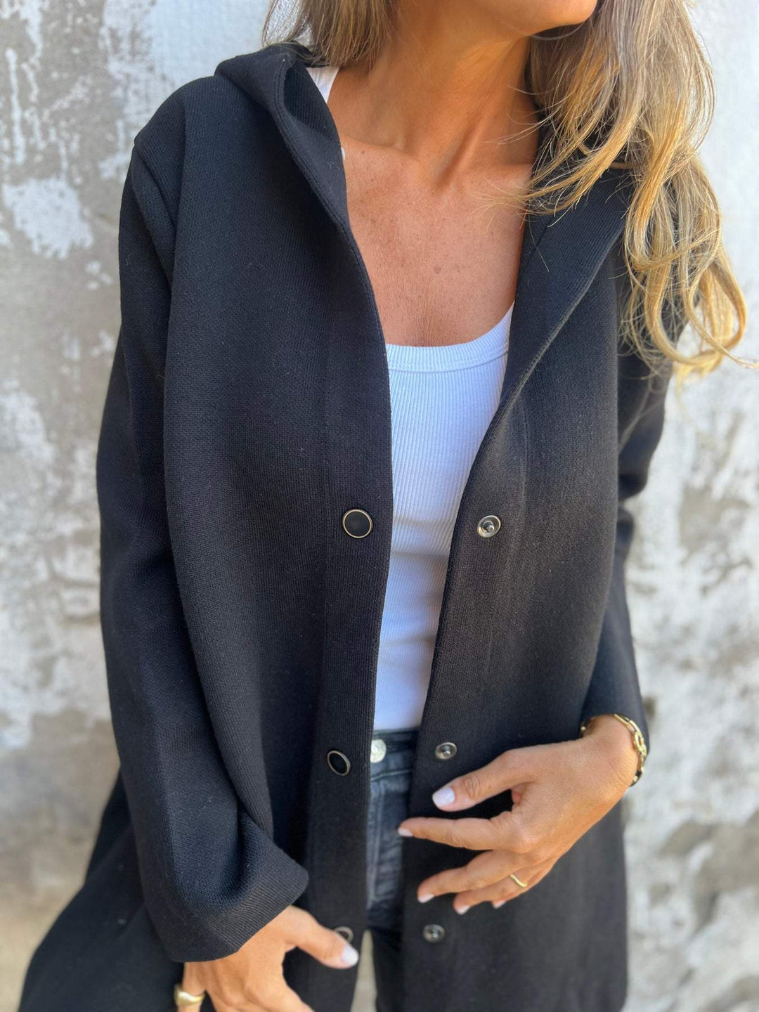 Cari - Blazer décontracté à simple boutonnage avec capuche