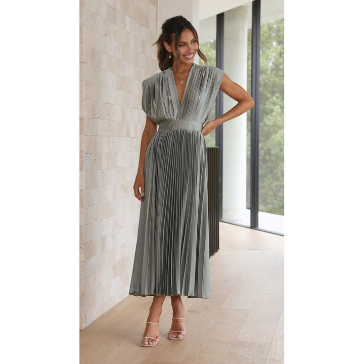 Robe Midi Élégante - Sans Manches - Décolleté V