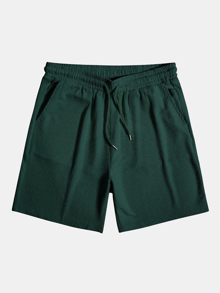 Ensemble d'été homme 2 pièces – T-shirt à manches courtes avec fermeture éclair & short en tissu côtelé