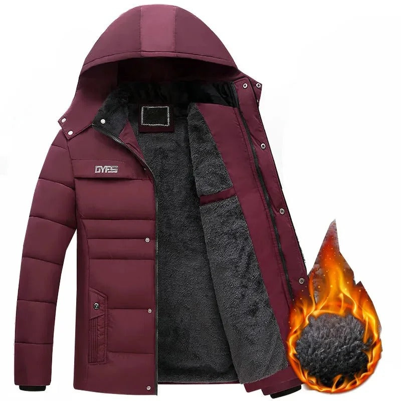 Veste d'hiver homme imperméable avec doublure en polaire – Veste matelassée chaude d'extérieur avec capuche