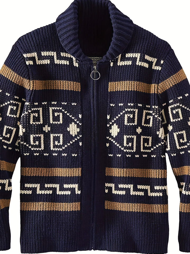Rickie - Cardigan da uomo casual con cerniera lampo