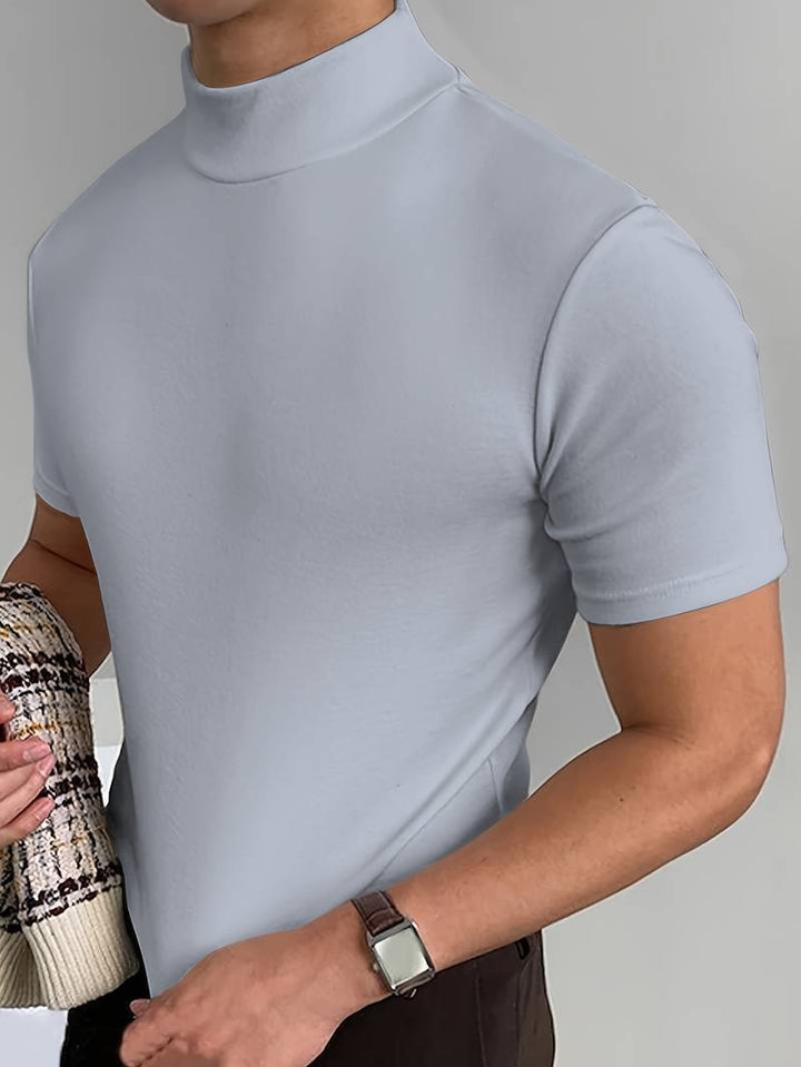 T-shirt à col roulé pour homme à manches courtes – Haut ajusté pour affaires, loisirs et looks superposés