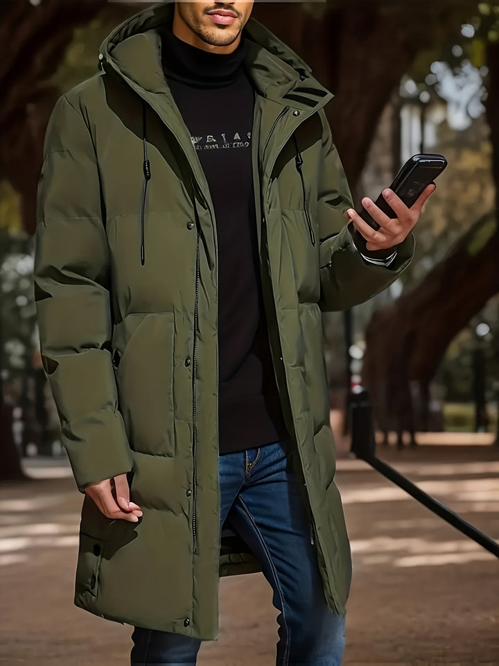 Veste d'hiver pour homme avec capuche – Veste matelassée chaude et doublée avec fermeture éclair et poches