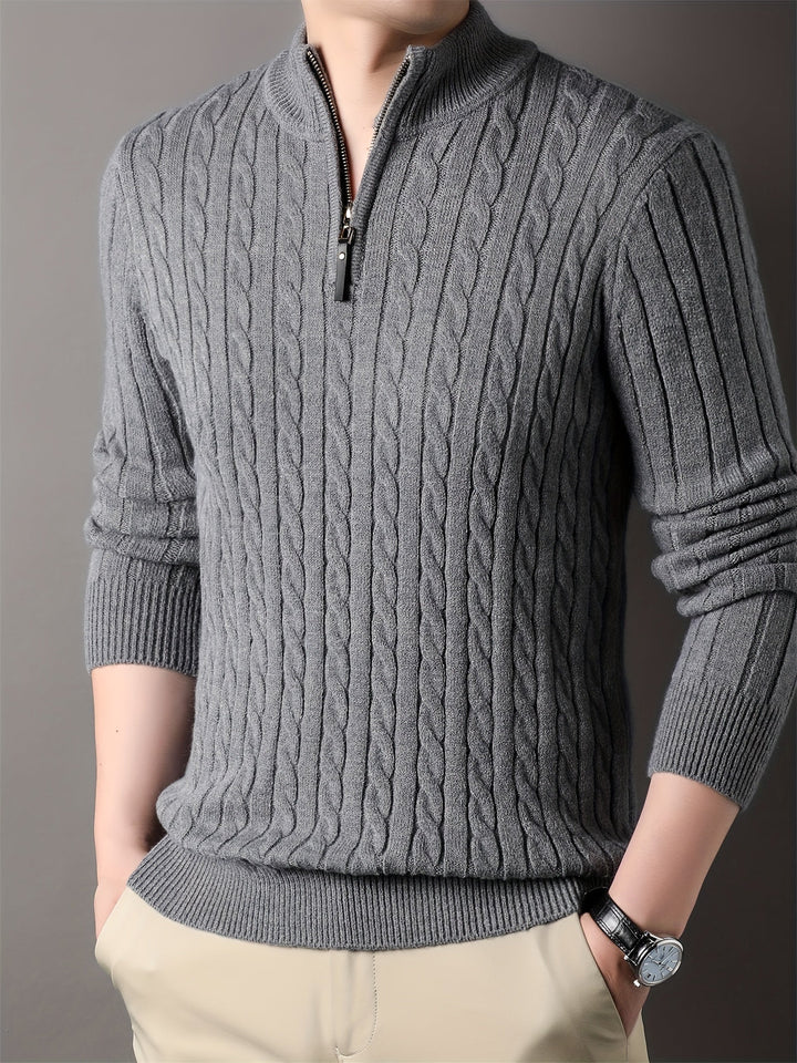 Donnell - Pull décontracté pour homme en tricot torsadé avec fermeture éclair