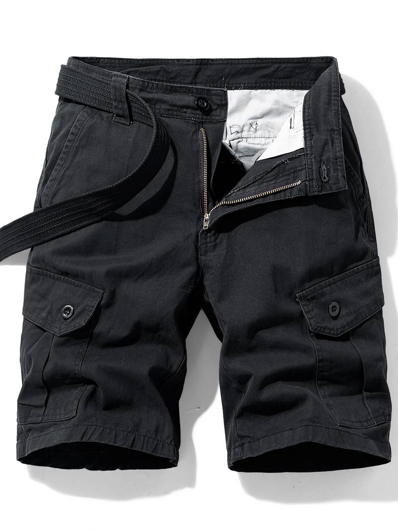 Shorts cargo homme avec ceinture – Pantalon de loisirs fonctionnel avec poches latérales & fermeture éclair pour l'été & l'extérieur