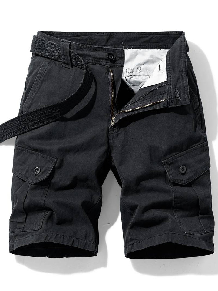 Shorts cargo homme avec ceinture – Pantalon de loisirs fonctionnel avec poches latérales & fermeture éclair pour l'été & l'extérieur