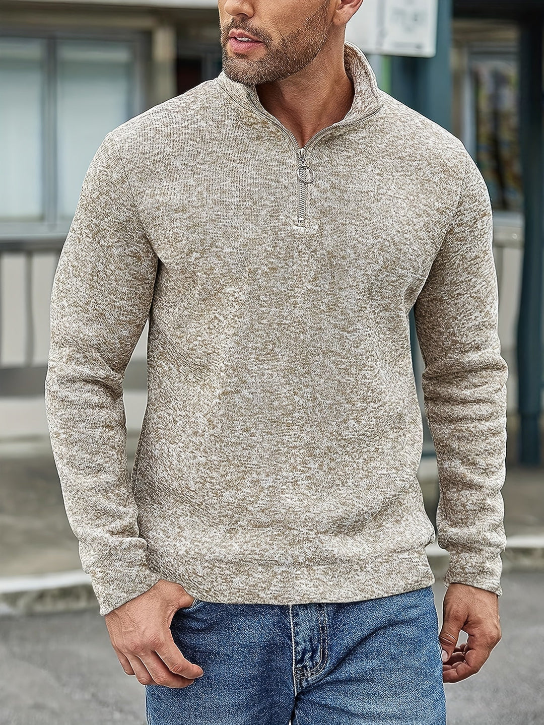 Elvis - Maglione casual con cerniera per uomo