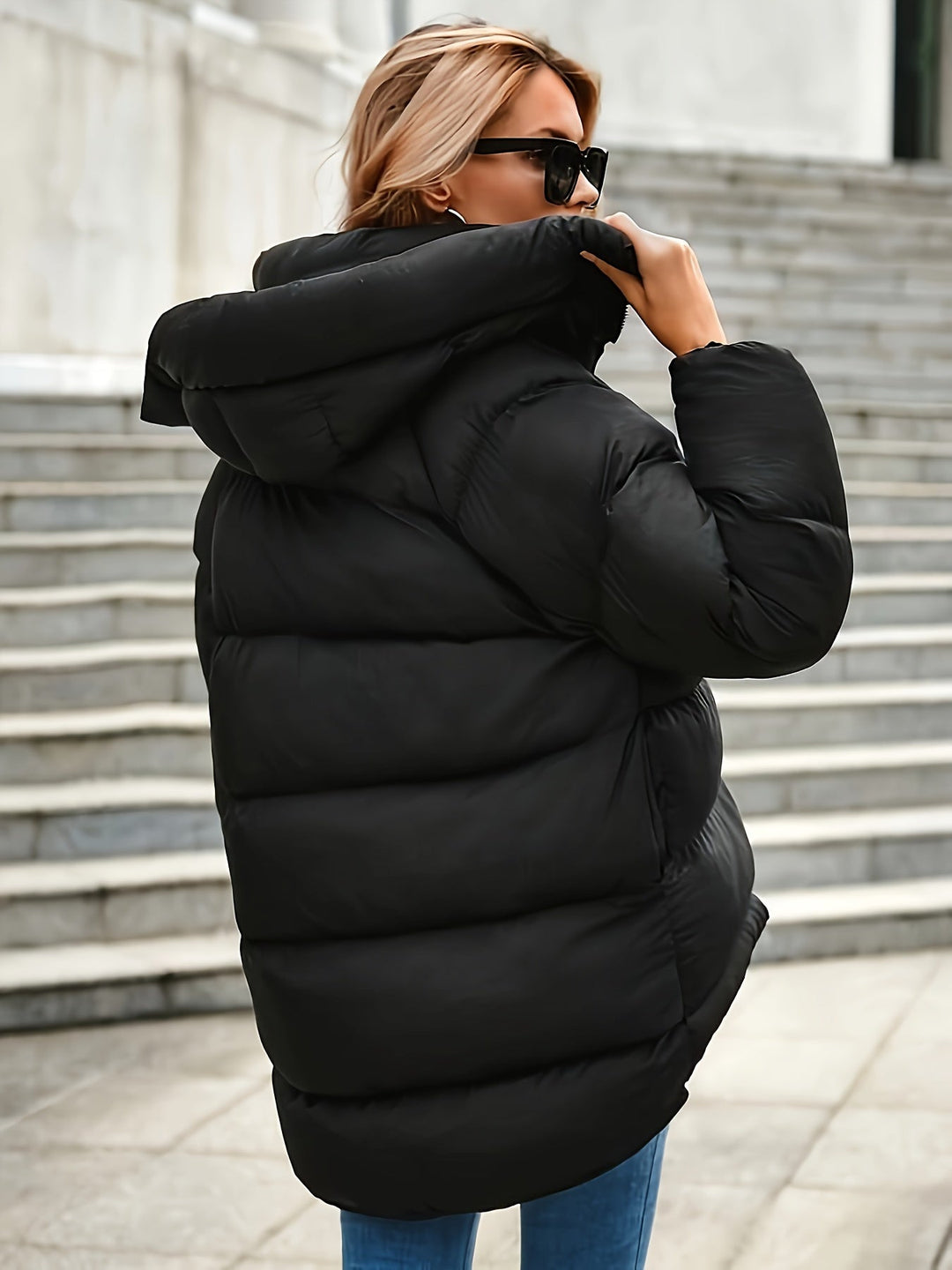 Elegante giacca invernale imbottita calda con cappuccio per donna | Perfetta per attività all'aperto