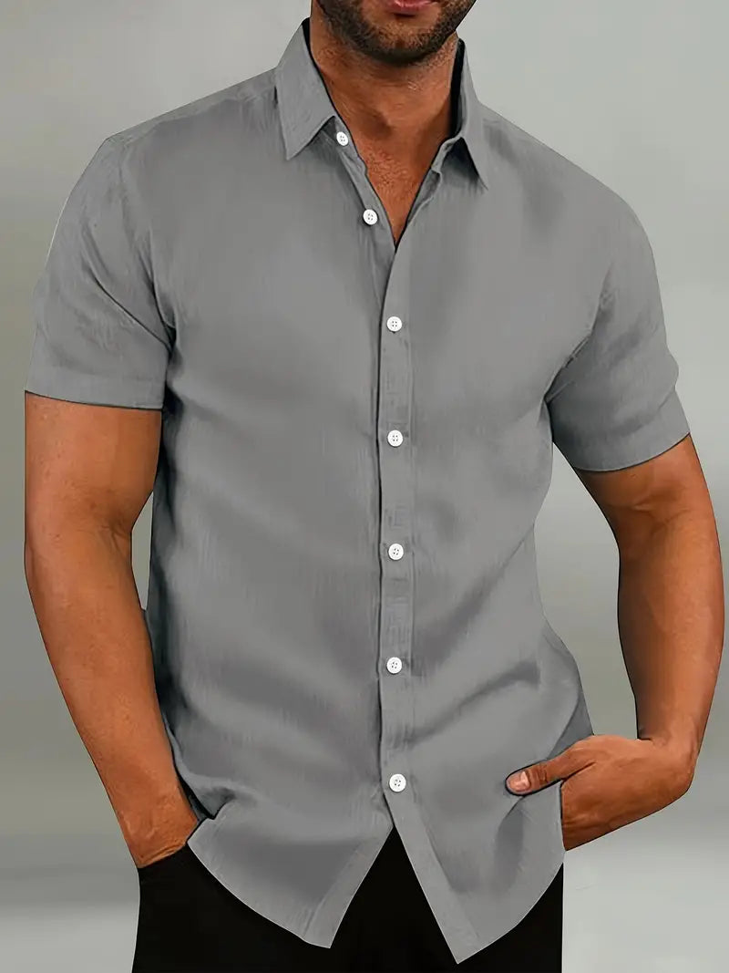 Kurzarm Herrenhemd mit Knopfleiste – Slim Fit Sommerhemd mit Kragen – Klassisches Freizeithemd für Alltag, Büro & Urlaub