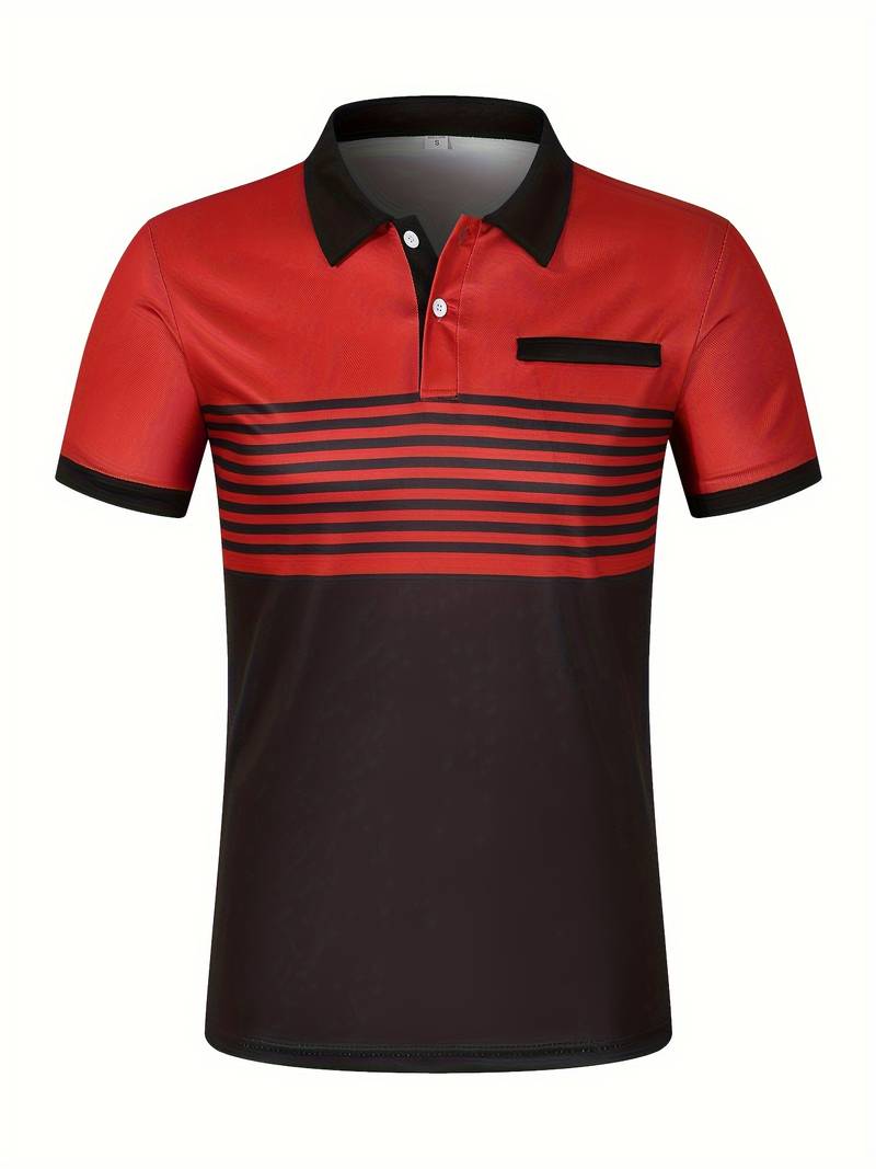 Polo homme à rayures – Chemise à manches courtes avec patte de boutonnage et col contrasté