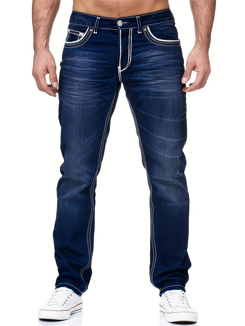Slim Fit Herren Jeans mit Kontrastnähten – Modische Stretch Denim Hose für Freizeit & Streetstyle