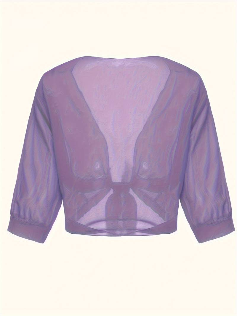 Bolero in chiffon da donna con nodo a fiocco – giacca corta trasparente per abiti da sera e outfit estivi