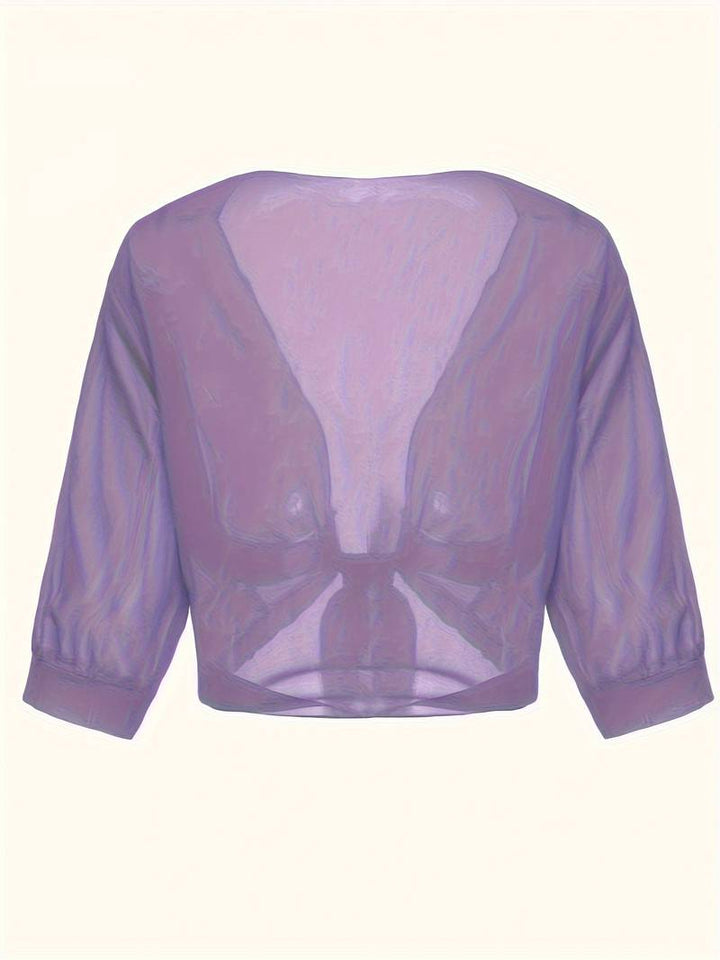 Bolero in chiffon da donna con nodo a fiocco – giacca corta trasparente per abiti da sera e outfit estivi