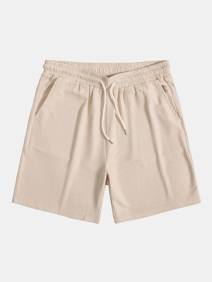 Ensemble d'été homme 2 pièces – T-shirt à manches courtes avec fermeture éclair & short en tissu côtelé