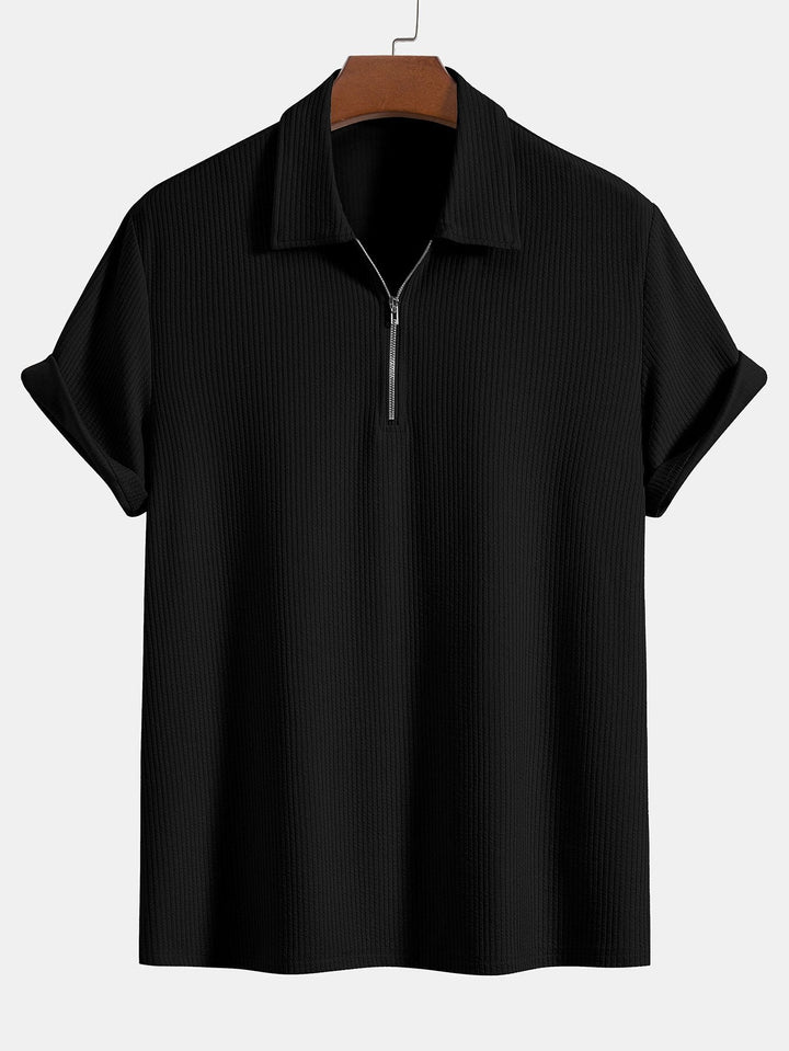 Ensemble d'été homme 2 pièces – T-shirt à manches courtes avec fermeture éclair & short en tissu côtelé