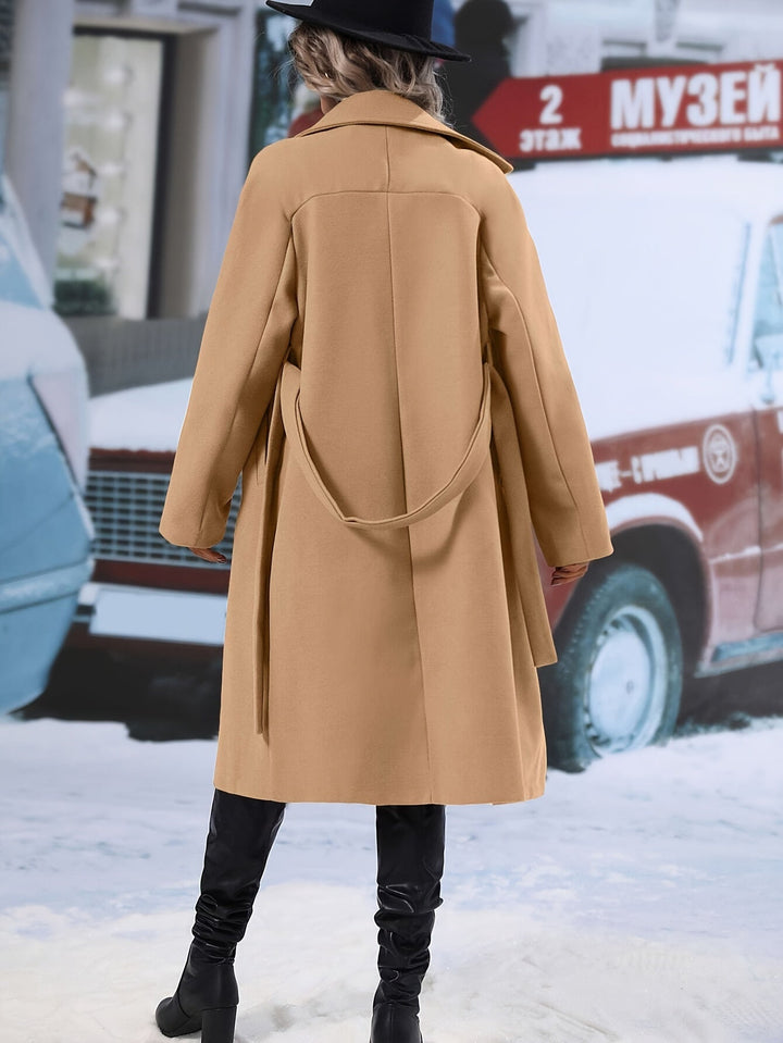 Eleganter Trenchcoat mit Gürtel und einfarbigen Taschen für Damen | Ideal für jede Jahreszeit