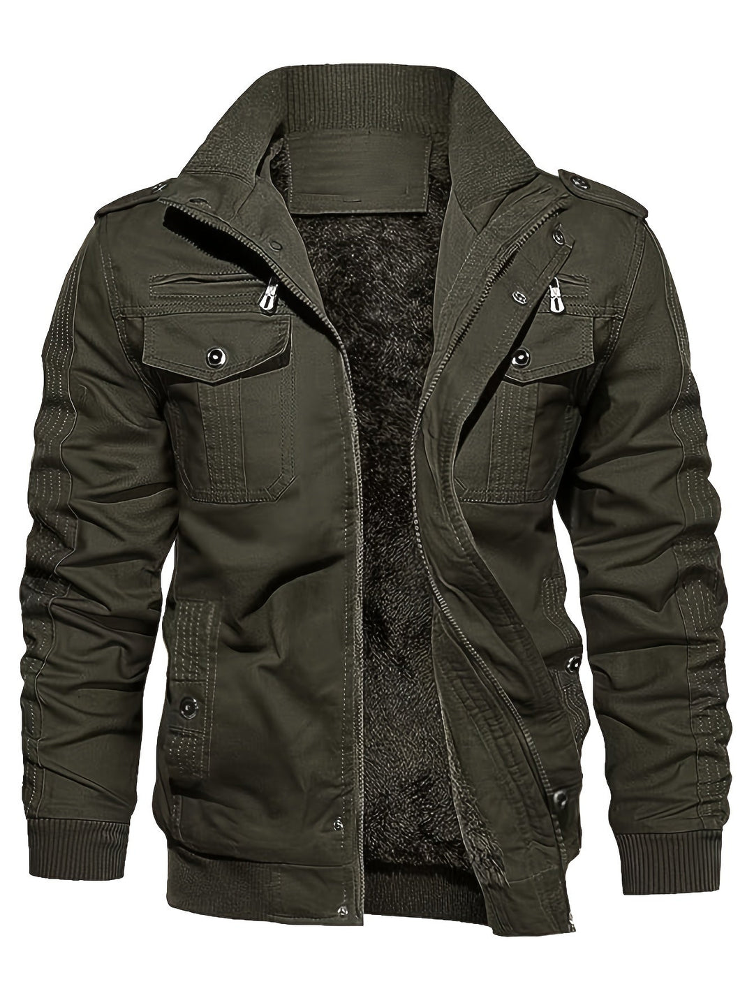 Veste d'hiver rétro à col montant avec fermeture éclair à manches longues décontractée pour hommes | Parfait pour les loisirs