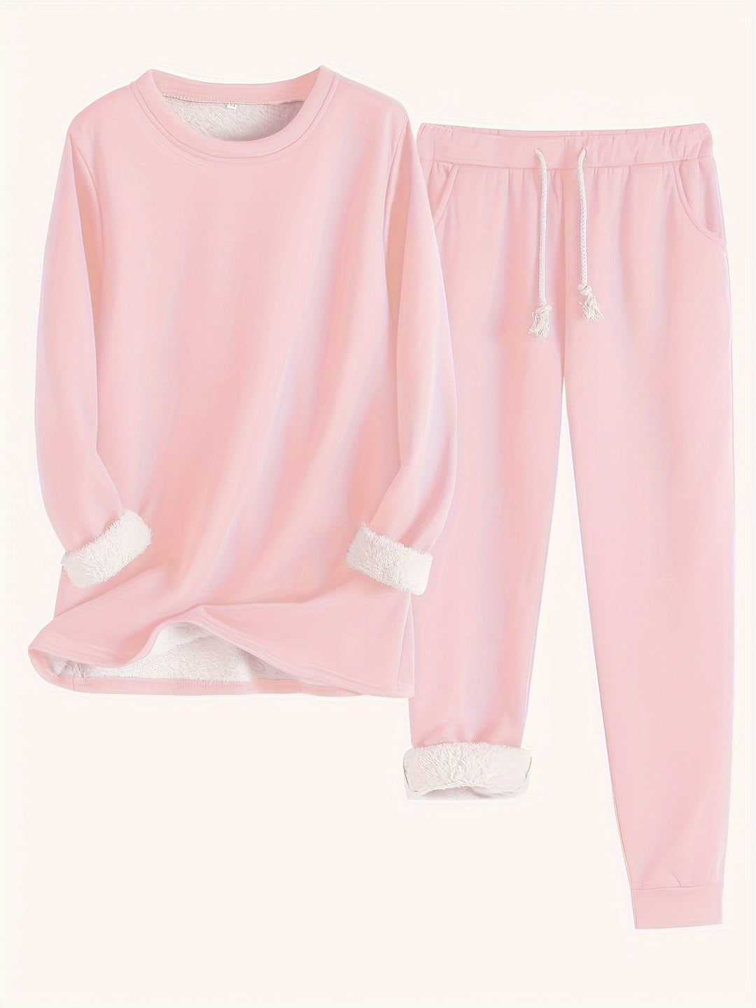 Comodo maglione termico e pantaloni da jogging tinta unita per donna | Perfetto per autunno/inverno