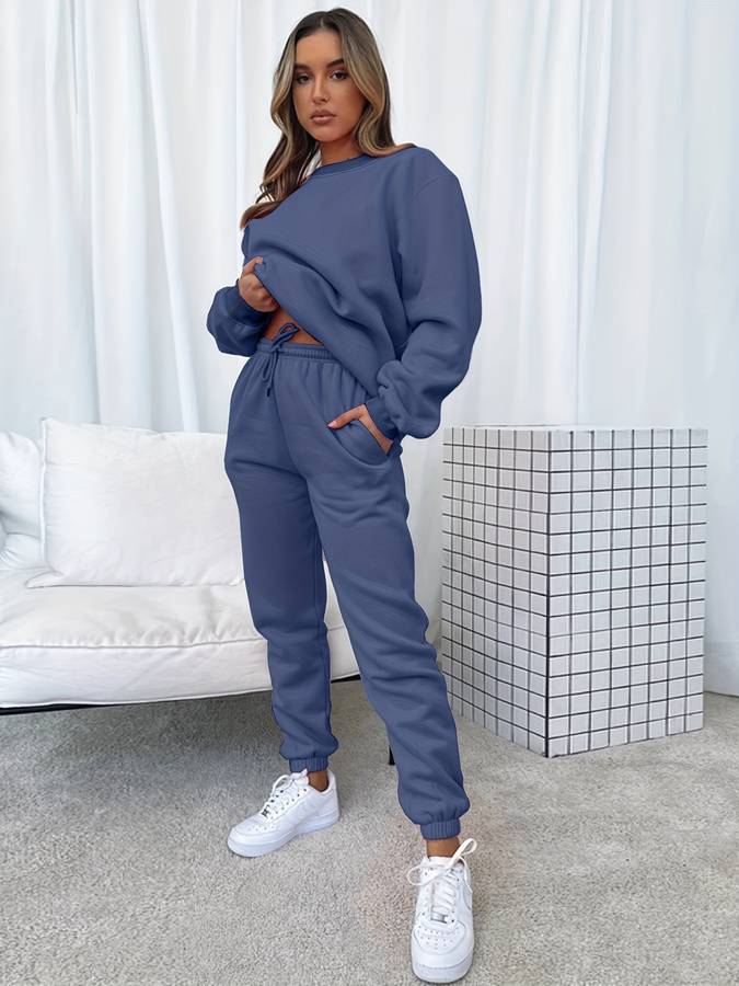 Ensemble sweat deux pièces pour femme – Pull oversize & pantalon de jogging rose pour lounge & style urbain