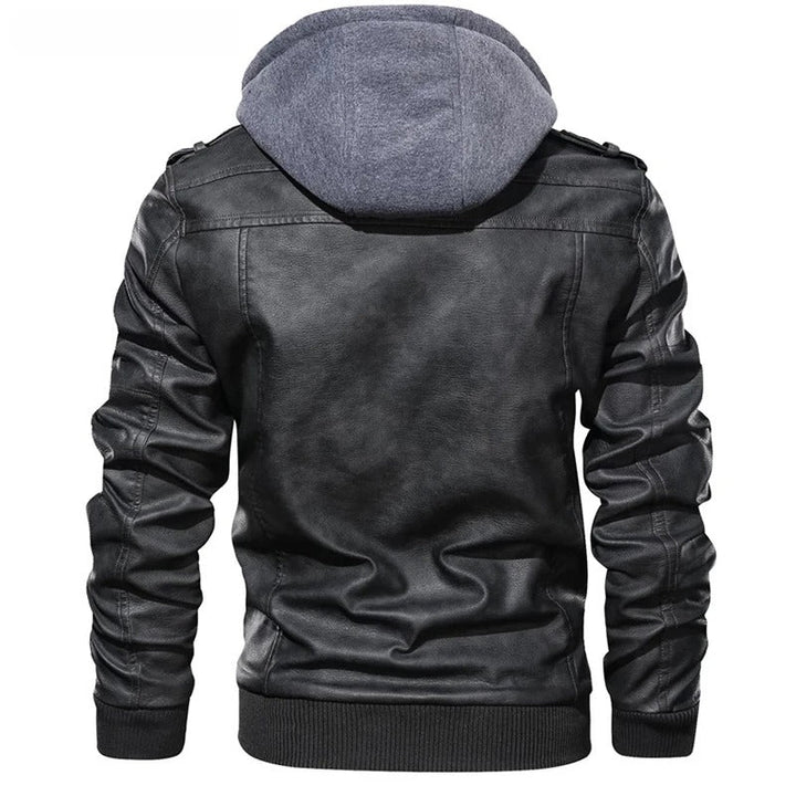 Veste en cuir chaude avec capuche pour hommes | Parfaite pour les activités de plein air