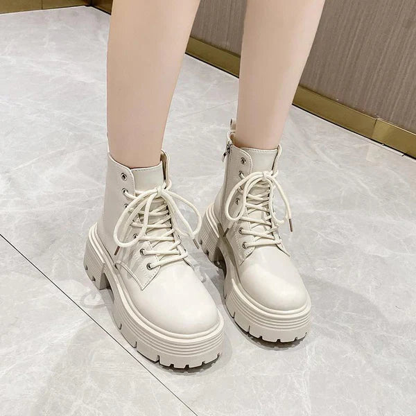 Casual Plateau Stiefeletten aus veganem Leder für Damen | Perfekt für Casual Tage