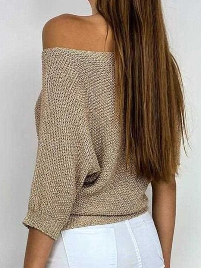 Lucile - Pull uni doré avec col rond