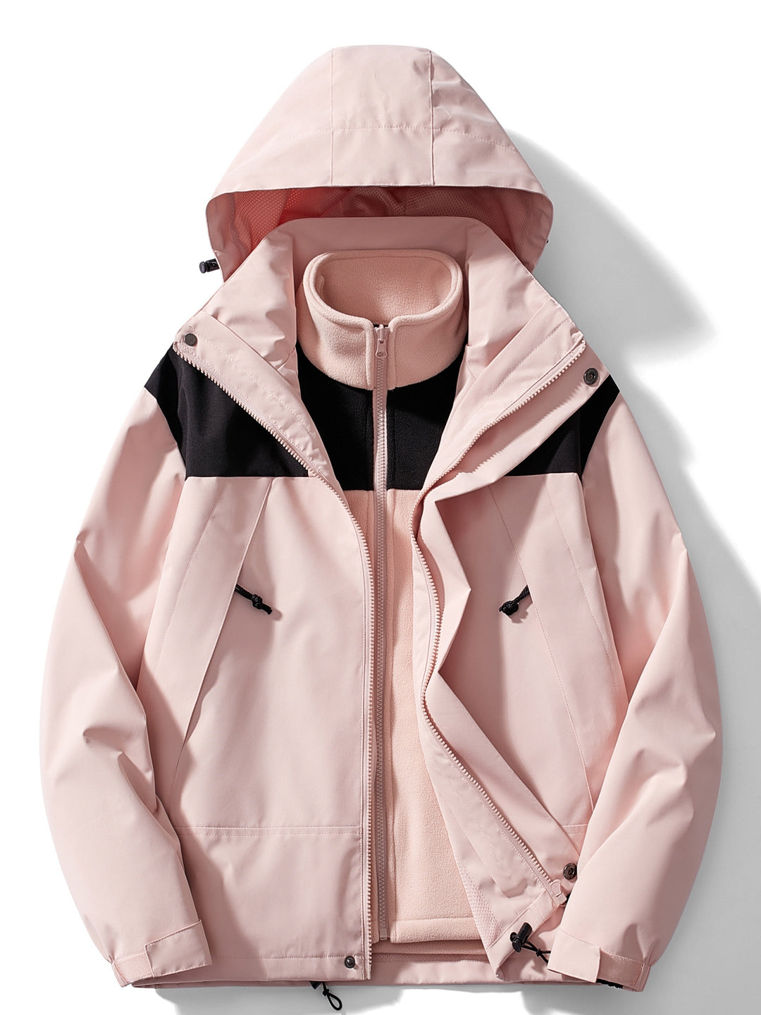 Giacca in pile invernale 3-in-1 casual con cappuccio per donna | Perfetta per attività all'aperto