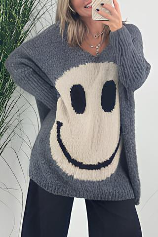 Shang - Pull à manches longues élégant avec smiley pour femmes