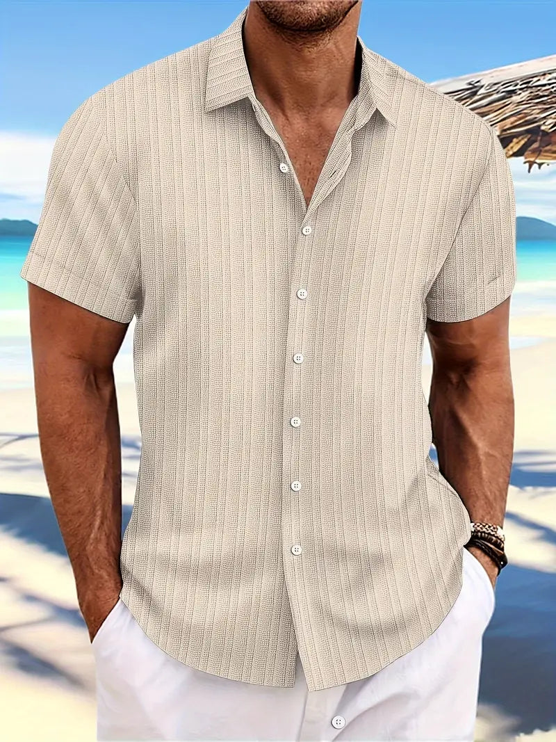 Herren Sommerhemd mit Knopfleiste – Kurzarm Freizeithemd mit Kragen für Urlaub, Strand & Alltag