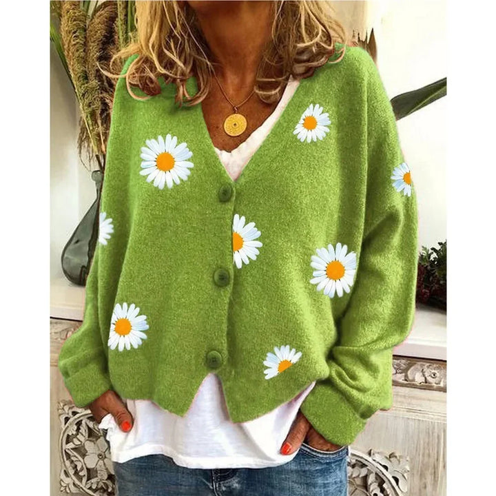 Althea - Cardigan lavorato a maglia all'uncinetto con fiori casual