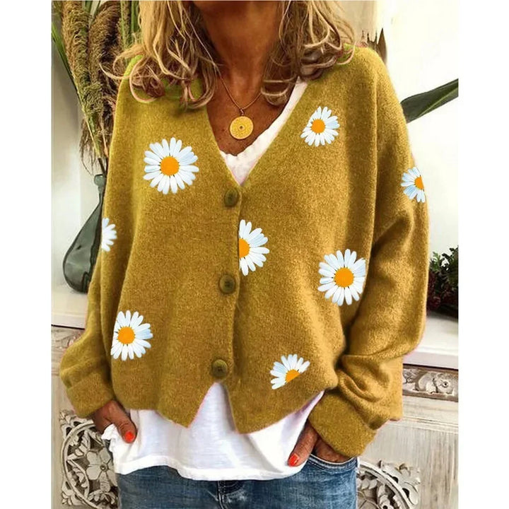 Althea - Cardigan lavorato a maglia all'uncinetto con fiori casual