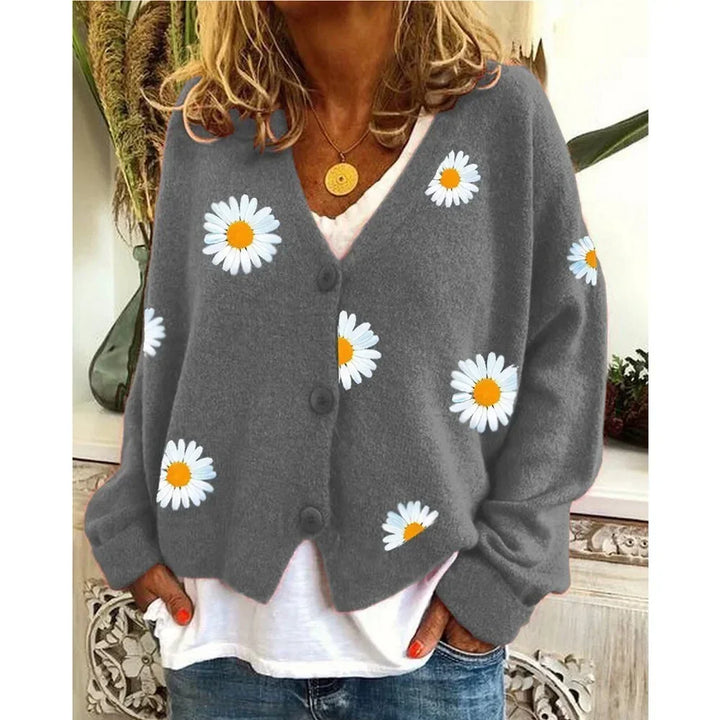 Althea - Cardigan lavorato a maglia all'uncinetto con fiori casual