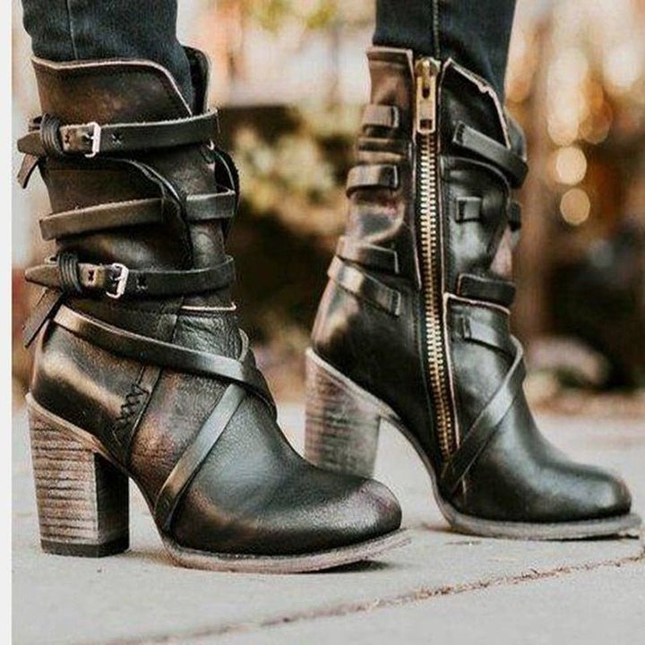 Eudex - Bottes en cuir stylées look rétro