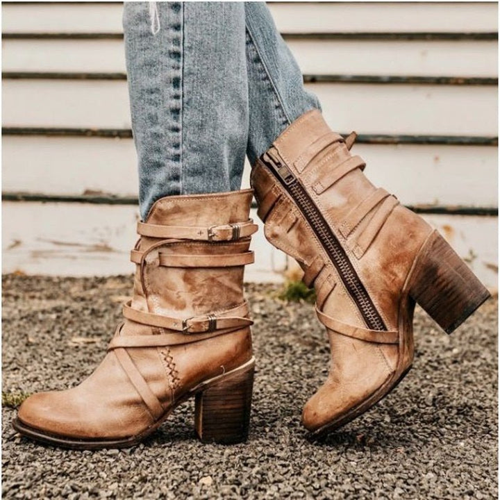 Eudex - Bottes en cuir stylées look rétro